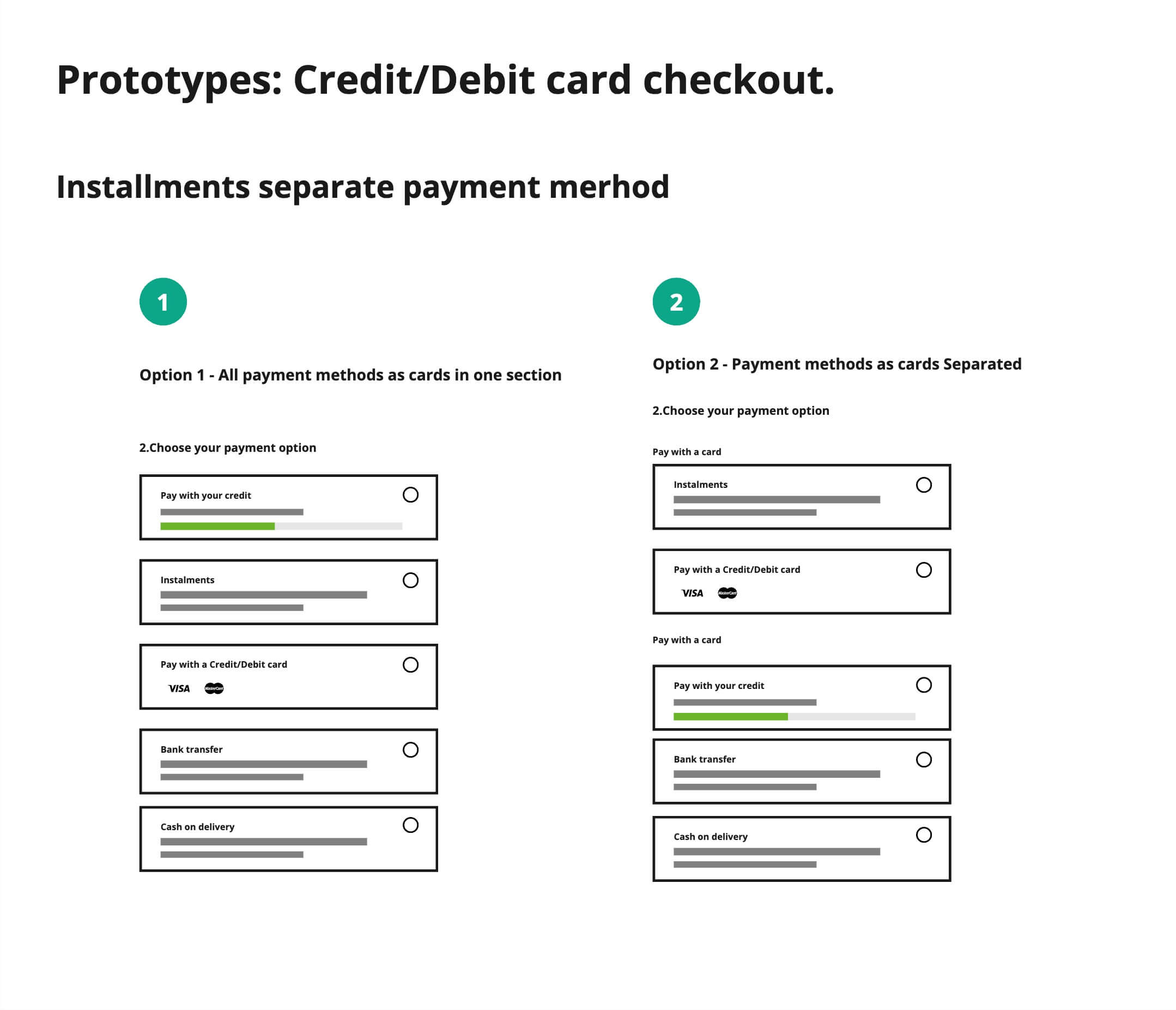 Payment module prototype: radio card style